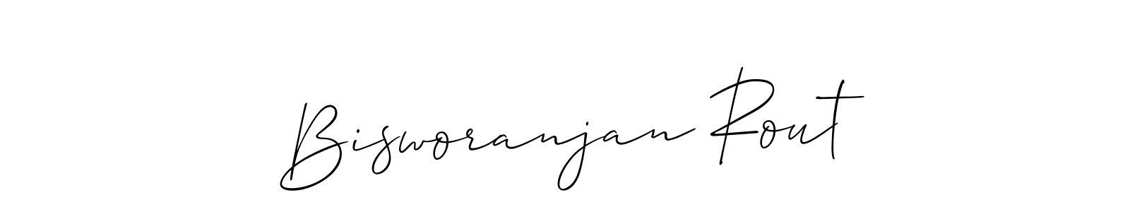 The best way (Allison_Script) to make a short signature is to pick only two or three words in your name. The name Bisworanjan Rout include a total of six letters. For converting this name. Bisworanjan Rout signature style 2 images and pictures png