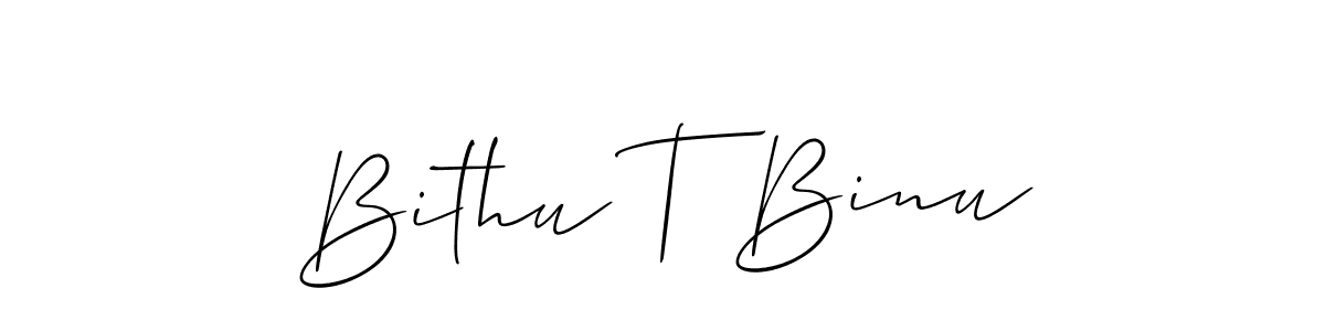 Make a beautiful signature design for name Bithu T Binu. With this signature (Allison_Script) style, you can create a handwritten signature for free. Bithu T Binu signature style 2 images and pictures png