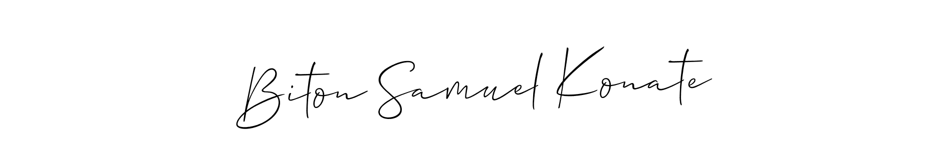 Allison_Script is a professional signature style that is perfect for those who want to add a touch of class to their signature. It is also a great choice for those who want to make their signature more unique. Get Biton Samuel Konate name to fancy signature for free. Biton Samuel Konate signature style 2 images and pictures png