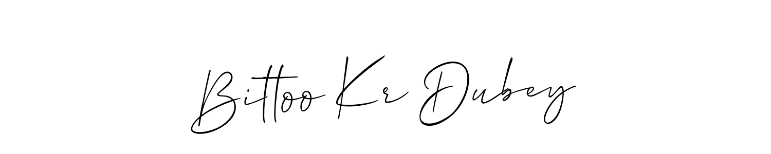 The best way (Allison_Script) to make a short signature is to pick only two or three words in your name. The name Bittoo Kr Dubey include a total of six letters. For converting this name. Bittoo Kr Dubey signature style 2 images and pictures png