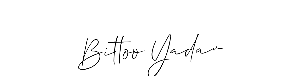 It looks lik you need a new signature style for name Bittoo Yadav. Design unique handwritten (Allison_Script) signature with our free signature maker in just a few clicks. Bittoo Yadav signature style 2 images and pictures png