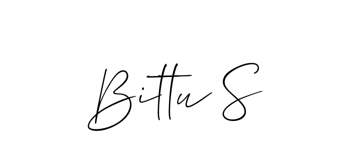 if you are searching for the best signature style for your name Bittu S. so please give up your signature search. here we have designed multiple signature styles  using Allison_Script. Bittu S signature style 2 images and pictures png