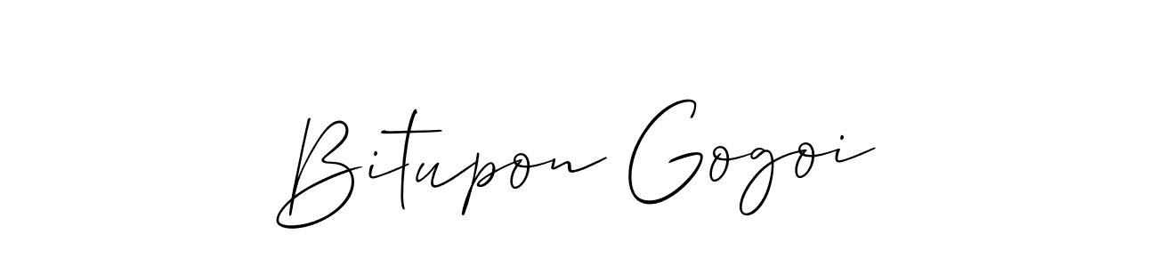 The best way (Allison_Script) to make a short signature is to pick only two or three words in your name. The name Bitupon Gogoi include a total of six letters. For converting this name. Bitupon Gogoi signature style 2 images and pictures png