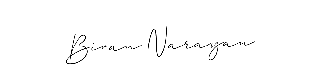 Use a signature maker to create a handwritten signature online. With this signature software, you can design (Allison_Script) your own signature for name Bivan Narayan. Bivan Narayan signature style 2 images and pictures png