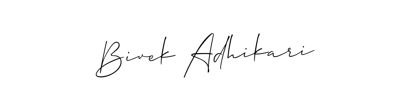 This is the best signature style for the Bivek Adhikari name. Also you like these signature font (Allison_Script). Mix name signature. Bivek Adhikari signature style 2 images and pictures png