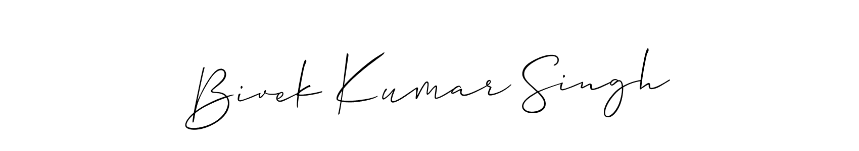 You should practise on your own different ways (Allison_Script) to write your name (Bivek Kumar Singh) in signature. don't let someone else do it for you. Bivek Kumar Singh signature style 2 images and pictures png