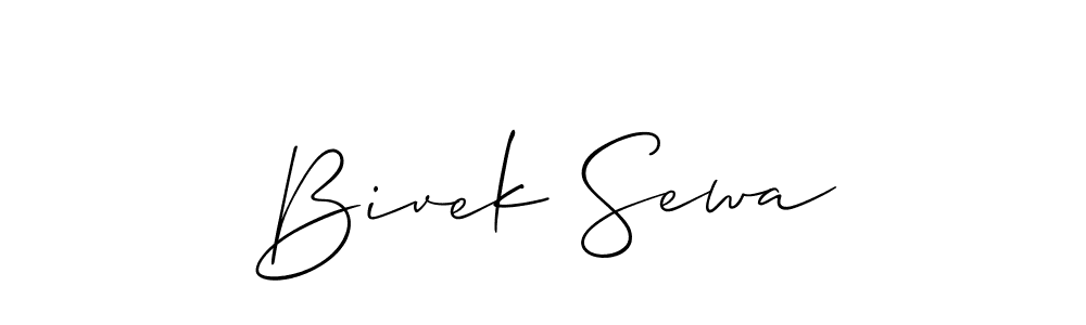 Make a beautiful signature design for name Bivek Sewa. With this signature (Allison_Script) style, you can create a handwritten signature for free. Bivek Sewa signature style 2 images and pictures png