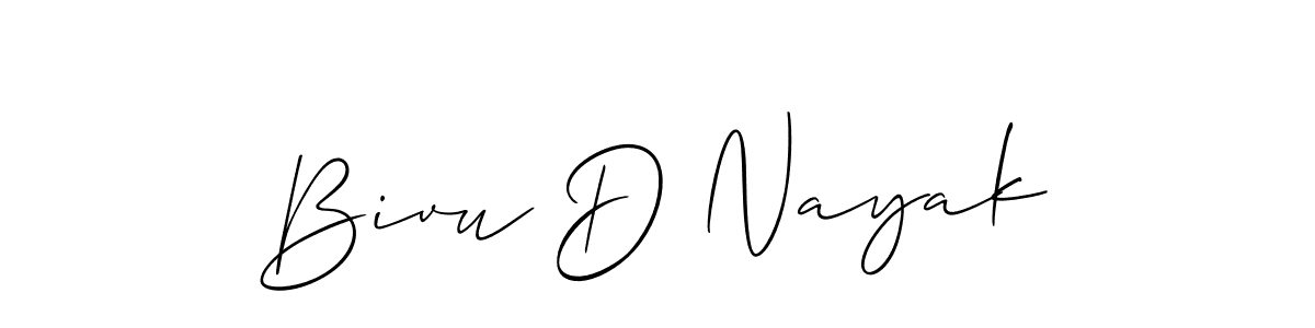 It looks lik you need a new signature style for name Bivu D Nayak. Design unique handwritten (Allison_Script) signature with our free signature maker in just a few clicks. Bivu D Nayak signature style 2 images and pictures png