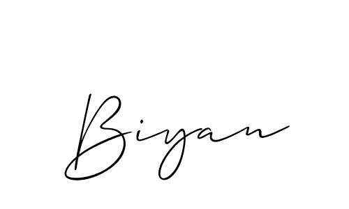 Make a beautiful signature design for name Biyan. With this signature (Allison_Script) style, you can create a handwritten signature for free. Biyan signature style 2 images and pictures png