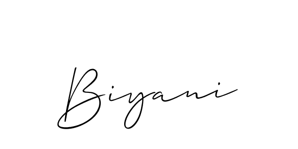 Use a signature maker to create a handwritten signature online. With this signature software, you can design (Allison_Script) your own signature for name Biyani. Biyani signature style 2 images and pictures png