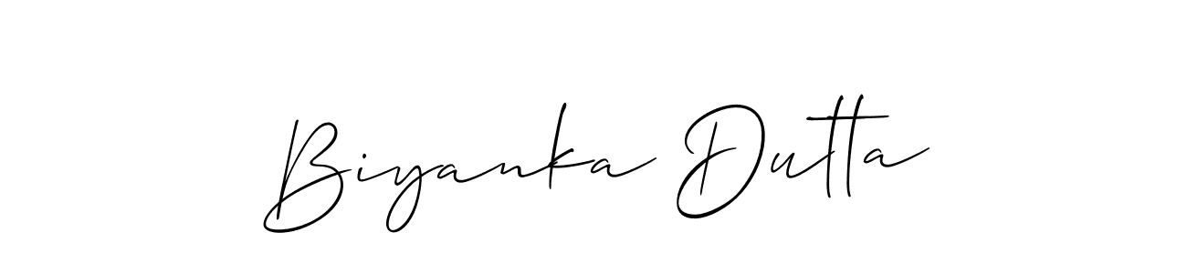 It looks lik you need a new signature style for name Biyanka Dutta. Design unique handwritten (Allison_Script) signature with our free signature maker in just a few clicks. Biyanka Dutta signature style 2 images and pictures png
