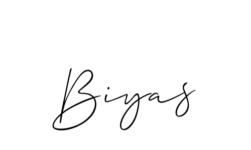 Use a signature maker to create a handwritten signature online. With this signature software, you can design (Allison_Script) your own signature for name Biyas. Biyas signature style 2 images and pictures png