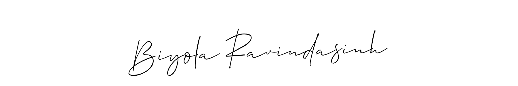 Similarly Allison_Script is the best handwritten signature design. Signature creator online .You can use it as an online autograph creator for name Biyola Ravindasinh. Biyola Ravindasinh signature style 2 images and pictures png