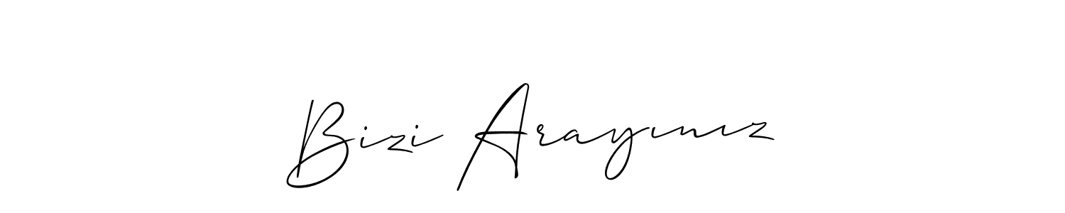 Design your own signature with our free online signature maker. With this signature software, you can create a handwritten (Allison_Script) signature for name Bizi Arayınız. Bizi Arayınız signature style 2 images and pictures png