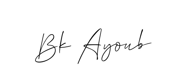Similarly Allison_Script is the best handwritten signature design. Signature creator online .You can use it as an online autograph creator for name Bk Ayoub. Bk Ayoub signature style 2 images and pictures png