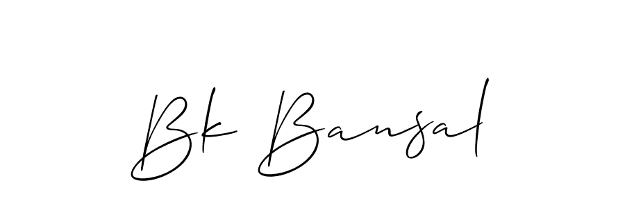 The best way (Allison_Script) to make a short signature is to pick only two or three words in your name. The name Bk Bansal include a total of six letters. For converting this name. Bk Bansal signature style 2 images and pictures png