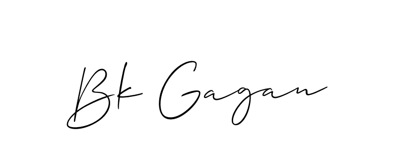 Create a beautiful signature design for name Bk Gagan. With this signature (Allison_Script) fonts, you can make a handwritten signature for free. Bk Gagan signature style 2 images and pictures png