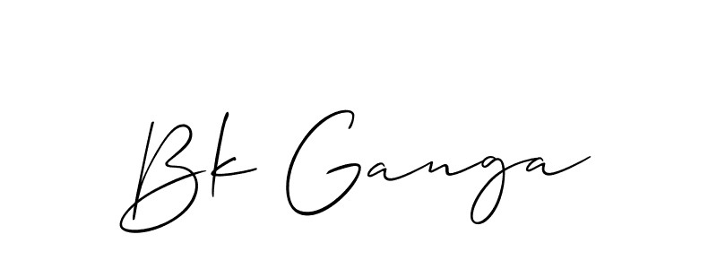 Use a signature maker to create a handwritten signature online. With this signature software, you can design (Allison_Script) your own signature for name Bk Ganga. Bk Ganga signature style 2 images and pictures png