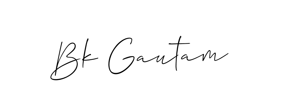 How to make Bk Gautam signature? Allison_Script is a professional autograph style. Create handwritten signature for Bk Gautam name. Bk Gautam signature style 2 images and pictures png