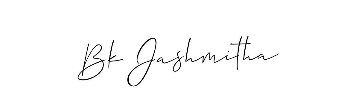 How to make Bk Jashmitha signature? Allison_Script is a professional autograph style. Create handwritten signature for Bk Jashmitha name. Bk Jashmitha signature style 2 images and pictures png