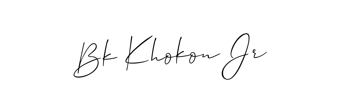 Use a signature maker to create a handwritten signature online. With this signature software, you can design (Allison_Script) your own signature for name Bk Khokon Jr. Bk Khokon Jr signature style 2 images and pictures png