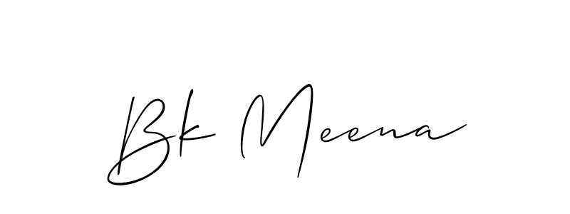 Create a beautiful signature design for name Bk Meena. With this signature (Allison_Script) fonts, you can make a handwritten signature for free. Bk Meena signature style 2 images and pictures png
