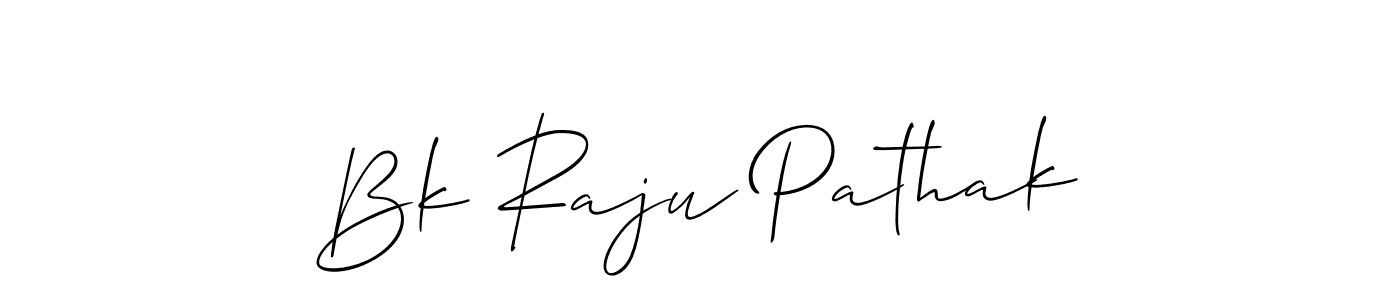 The best way (Allison_Script) to make a short signature is to pick only two or three words in your name. The name Bk Raju Pathak include a total of six letters. For converting this name. Bk Raju Pathak signature style 2 images and pictures png