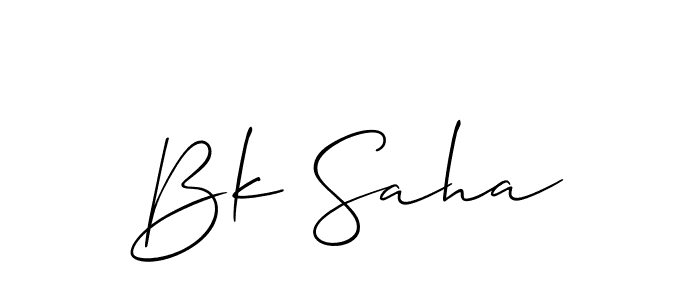 Make a beautiful signature design for name Bk Saha. With this signature (Allison_Script) style, you can create a handwritten signature for free. Bk Saha signature style 2 images and pictures png