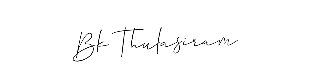 How to make Bk Thulasiram name signature. Use Allison_Script style for creating short signs online. This is the latest handwritten sign. Bk Thulasiram signature style 2 images and pictures png
