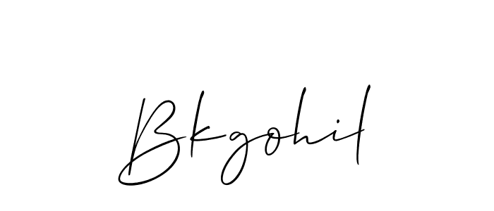 It looks lik you need a new signature style for name Bkgohil. Design unique handwritten (Allison_Script) signature with our free signature maker in just a few clicks. Bkgohil signature style 2 images and pictures png