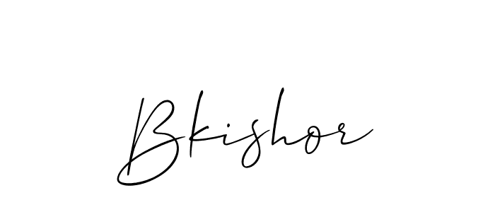 Use a signature maker to create a handwritten signature online. With this signature software, you can design (Allison_Script) your own signature for name Bkishor. Bkishor signature style 2 images and pictures png