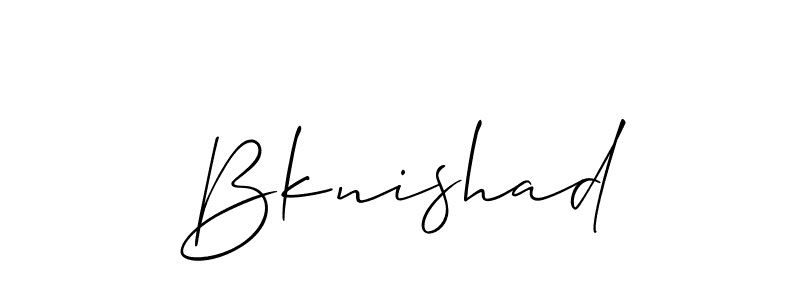 Use a signature maker to create a handwritten signature online. With this signature software, you can design (Allison_Script) your own signature for name Bknishad. Bknishad signature style 2 images and pictures png