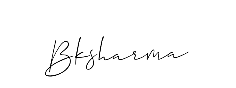 Allison_Script is a professional signature style that is perfect for those who want to add a touch of class to their signature. It is also a great choice for those who want to make their signature more unique. Get Bksharma name to fancy signature for free. Bksharma signature style 2 images and pictures png
