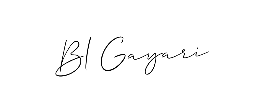 Also we have Bl Gayari name is the best signature style. Create professional handwritten signature collection using Allison_Script autograph style. Bl Gayari signature style 2 images and pictures png