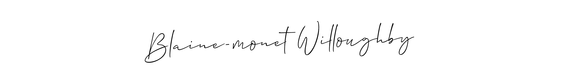 Allison_Script is a professional signature style that is perfect for those who want to add a touch of class to their signature. It is also a great choice for those who want to make their signature more unique. Get Blaine-monet Willoughby name to fancy signature for free. Blaine-monet Willoughby signature style 2 images and pictures png