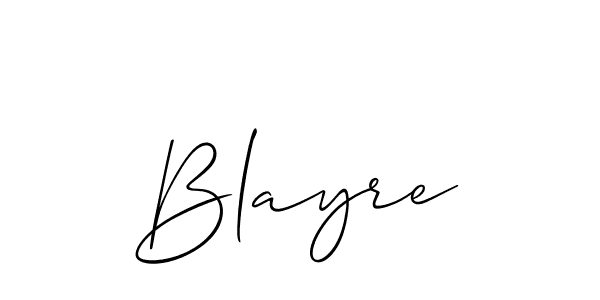 The best way (Allison_Script) to make a short signature is to pick only two or three words in your name. The name Blayre include a total of six letters. For converting this name. Blayre signature style 2 images and pictures png