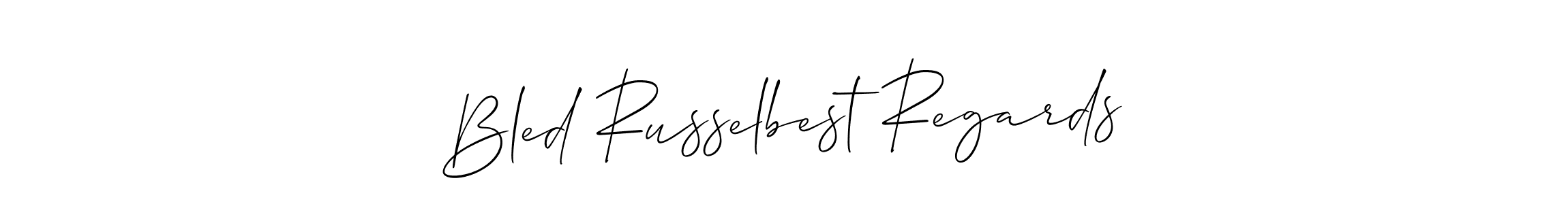 The best way (Allison_Script) to make a short signature is to pick only two or three words in your name. The name Bled Russelbest Regards include a total of six letters. For converting this name. Bled Russelbest Regards signature style 2 images and pictures png
