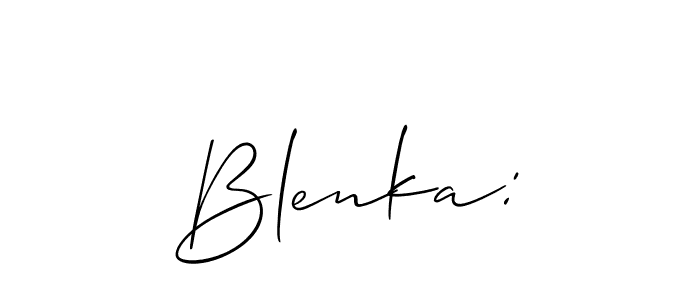 The best way (Allison_Script) to make a short signature is to pick only two or three words in your name. The name Blenka: include a total of six letters. For converting this name. Blenka: signature style 2 images and pictures png