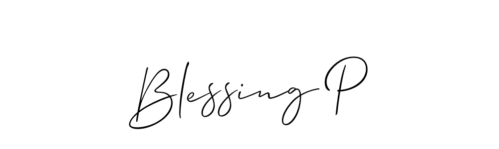 How to make Blessing P name signature. Use Allison_Script style for creating short signs online. This is the latest handwritten sign. Blessing P signature style 2 images and pictures png