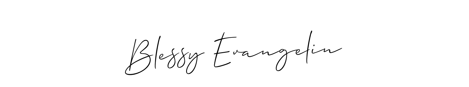 Create a beautiful signature design for name Blessy Evangelin. With this signature (Allison_Script) fonts, you can make a handwritten signature for free. Blessy Evangelin signature style 2 images and pictures png
