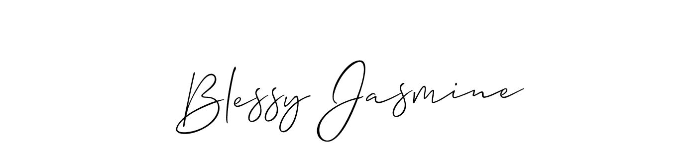 How to make Blessy Jasmine signature? Allison_Script is a professional autograph style. Create handwritten signature for Blessy Jasmine name. Blessy Jasmine signature style 2 images and pictures png