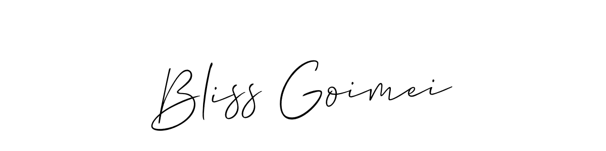 It looks lik you need a new signature style for name Bliss Goimei. Design unique handwritten (Allison_Script) signature with our free signature maker in just a few clicks. Bliss Goimei signature style 2 images and pictures png