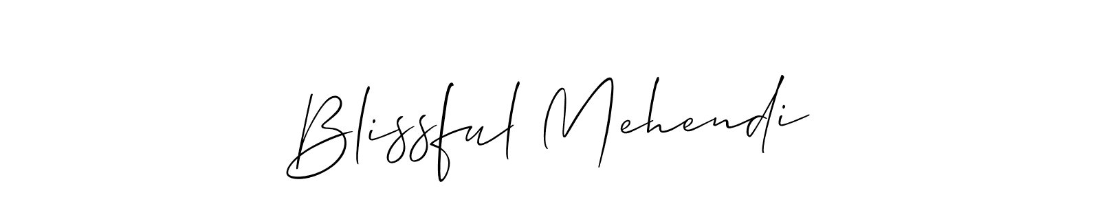 Make a beautiful signature design for name Blissful Mehendi. With this signature (Allison_Script) style, you can create a handwritten signature for free. Blissful Mehendi signature style 2 images and pictures png