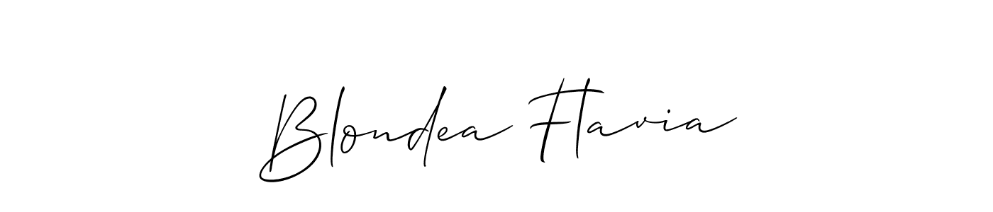 How to make Blondea Flavia name signature. Use Allison_Script style for creating short signs online. This is the latest handwritten sign. Blondea Flavia signature style 2 images and pictures png