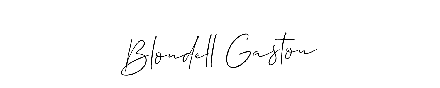 The best way (Allison_Script) to make a short signature is to pick only two or three words in your name. The name Blondell Gaston include a total of six letters. For converting this name. Blondell Gaston signature style 2 images and pictures png