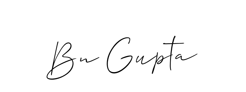 The best way (Allison_Script) to make a short signature is to pick only two or three words in your name. The name Bn Gupta include a total of six letters. For converting this name. Bn Gupta signature style 2 images and pictures png