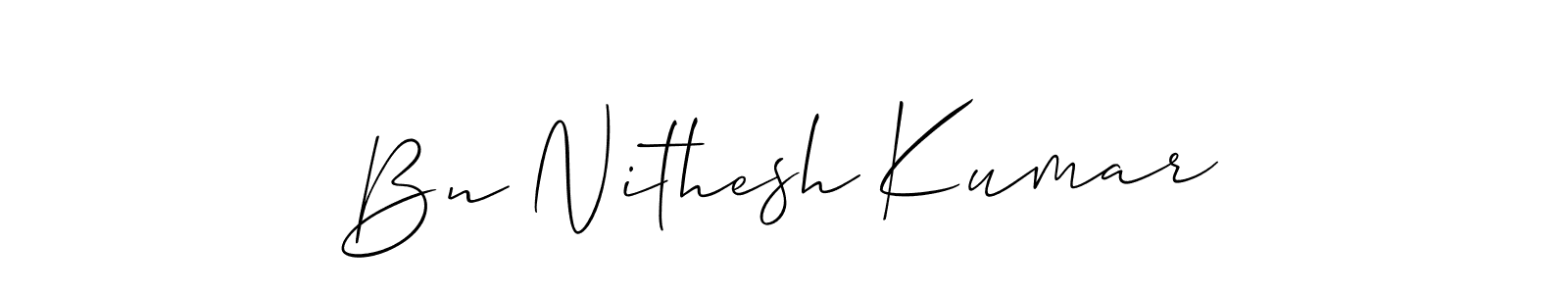 Also You can easily find your signature by using the search form. We will create Bn Nithesh Kumar name handwritten signature images for you free of cost using Allison_Script sign style. Bn Nithesh Kumar signature style 2 images and pictures png