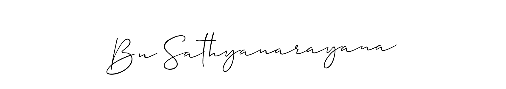 The best way (Allison_Script) to make a short signature is to pick only two or three words in your name. The name Bn Sathyanarayana include a total of six letters. For converting this name. Bn Sathyanarayana signature style 2 images and pictures png