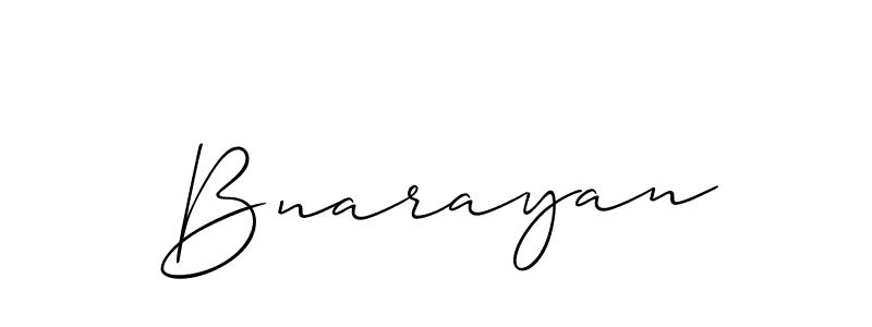 Design your own signature with our free online signature maker. With this signature software, you can create a handwritten (Allison_Script) signature for name Bnarayan. Bnarayan signature style 2 images and pictures png