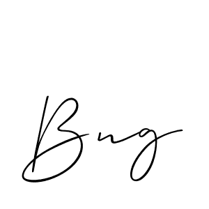 The best way (Allison_Script) to make a short signature is to pick only two or three words in your name. The name Bng include a total of six letters. For converting this name. Bng signature style 2 images and pictures png